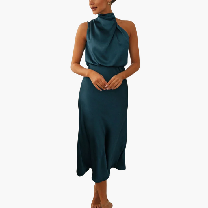 Women’s Gown with One-Shoulder and Draped Neckline