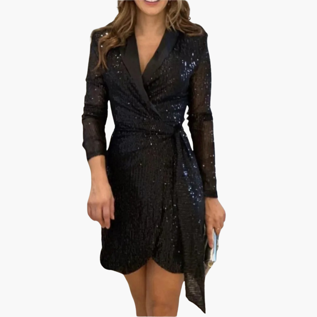 Women’s Blazer Dress with Belted Waist and Structured Design