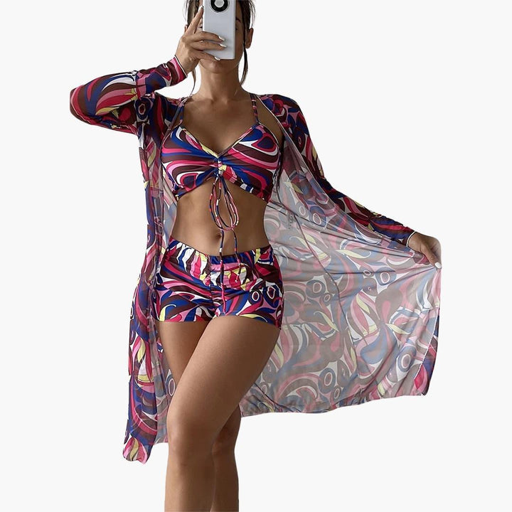 3-Piece Swimsuit Set with Cover-Up – Women&