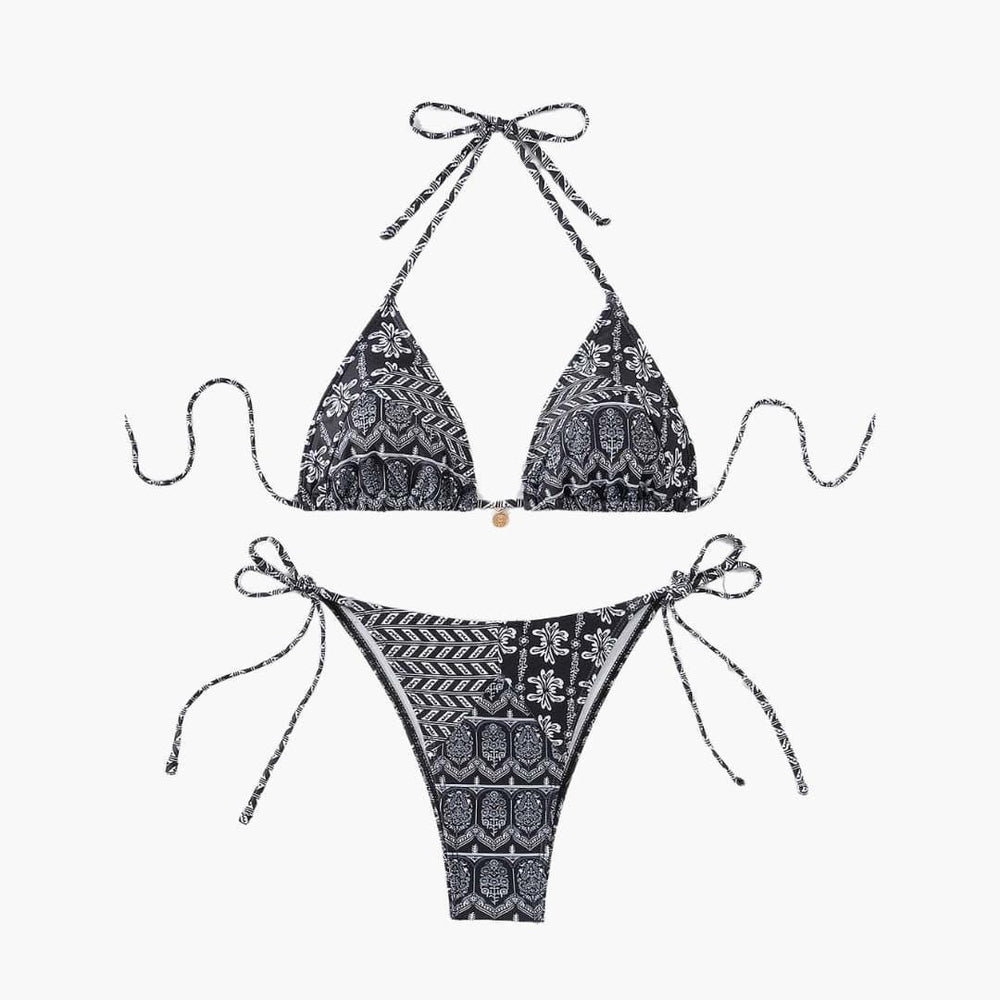 Boho Bikini Set for Women - Adjustable Triangle Tie Swimsuit -  Made By Riley