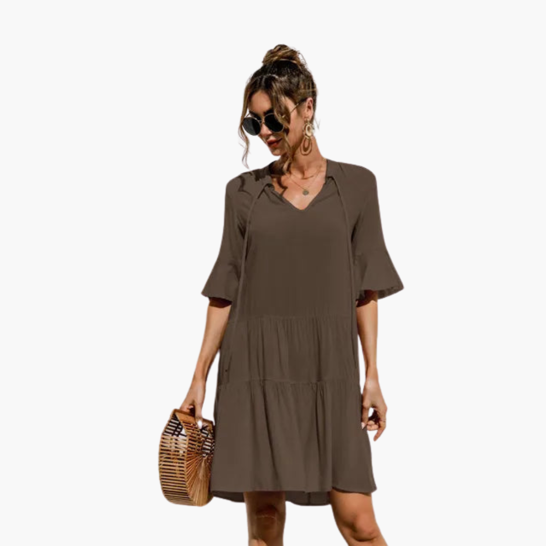Women’s Mini Dress with Leopard Print and Drop Waist