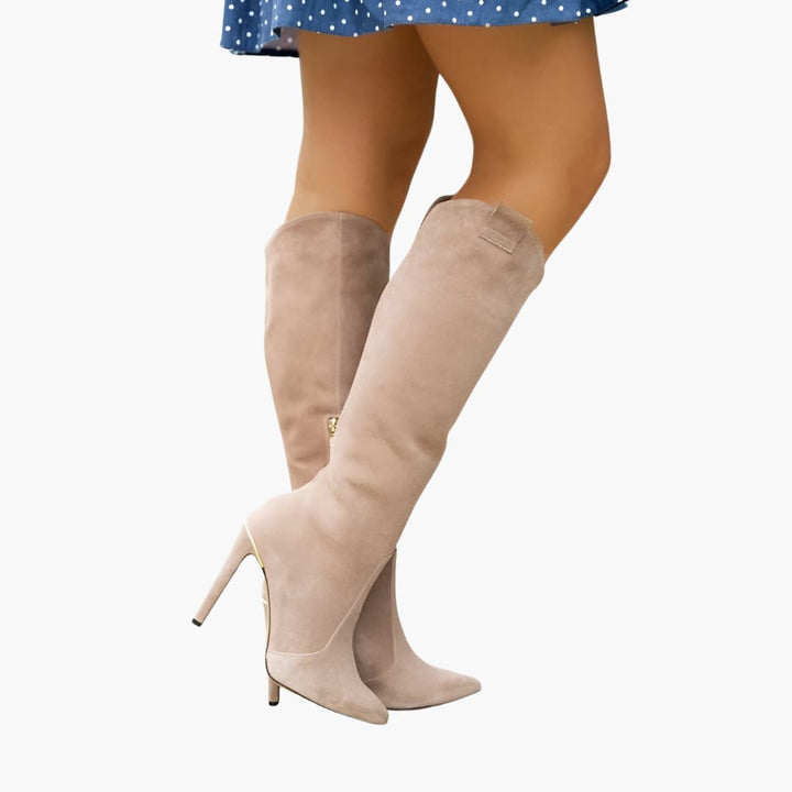 Women’s Knee-High Boots with Heel and Zipper