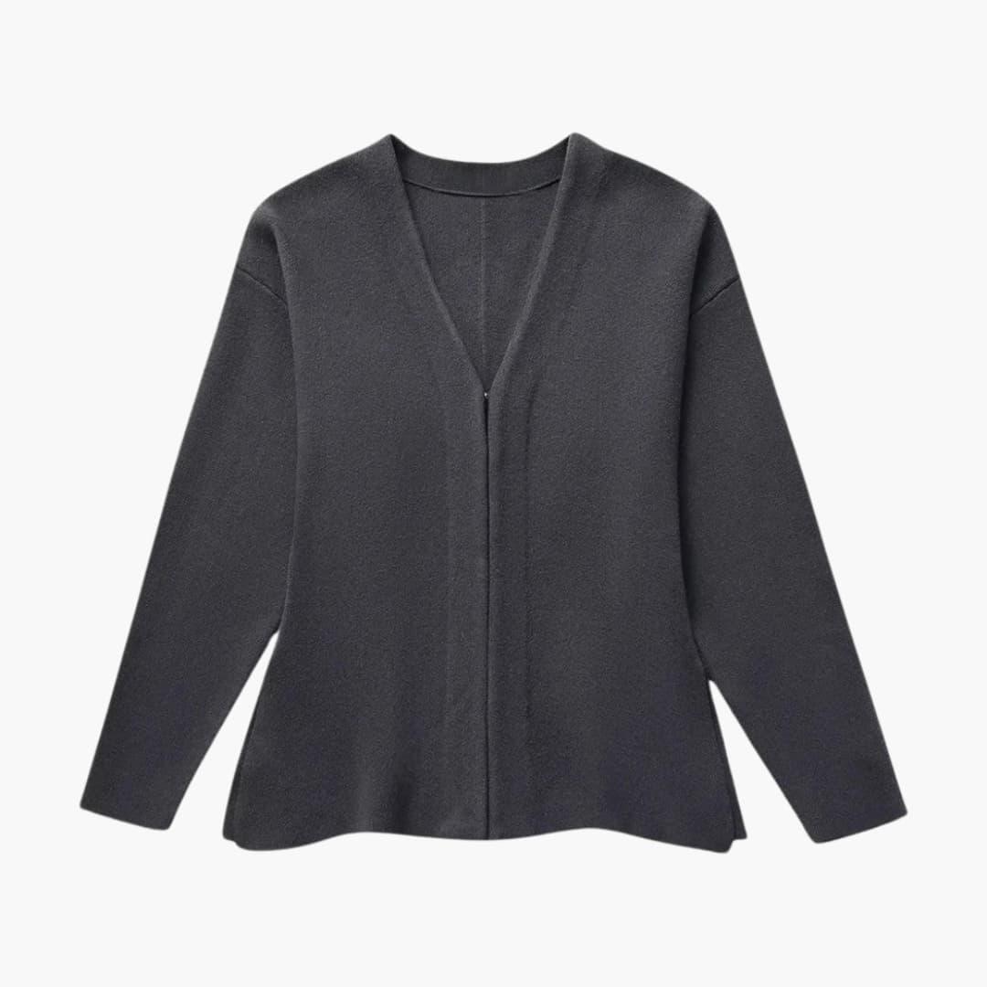 Women’s Slim-Fit Cardigan with Long Sleeves and Side-Split Hem