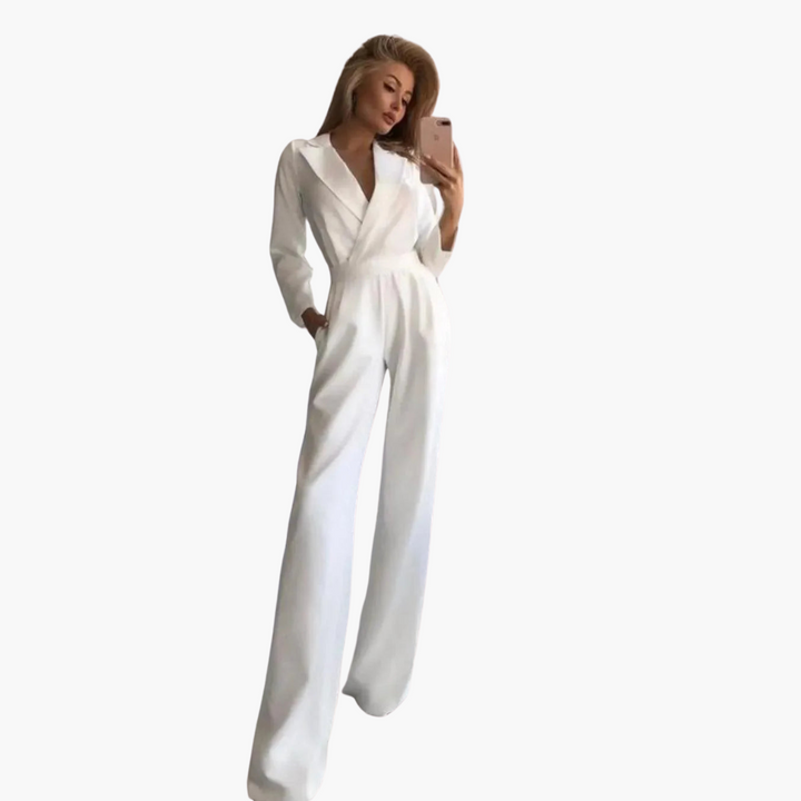 Women’s Jumpsuit with Long Sleeves and Wide-Leg Pants
