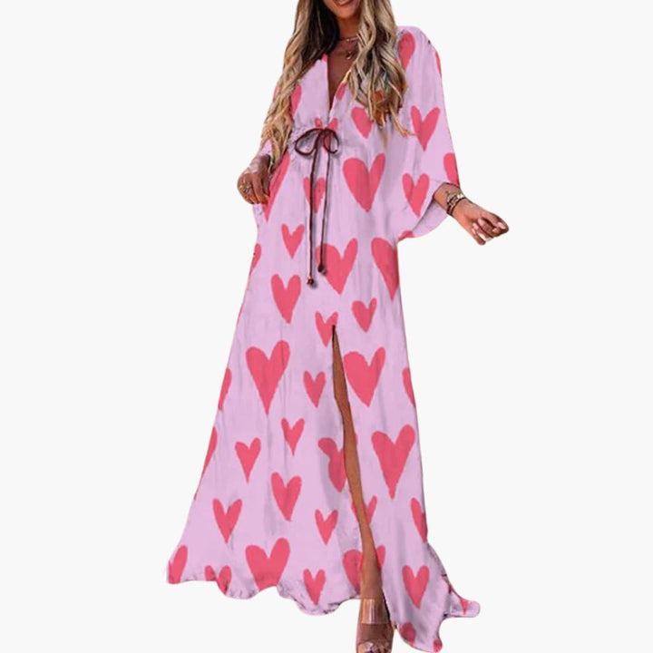 Women’s Maxi Dress with Drawstring Waist and Side Slit