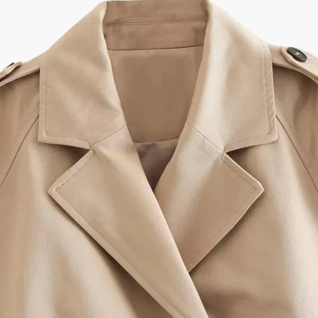Women’s Cropped Jacket with Adjustable Belt and Structured Fit
