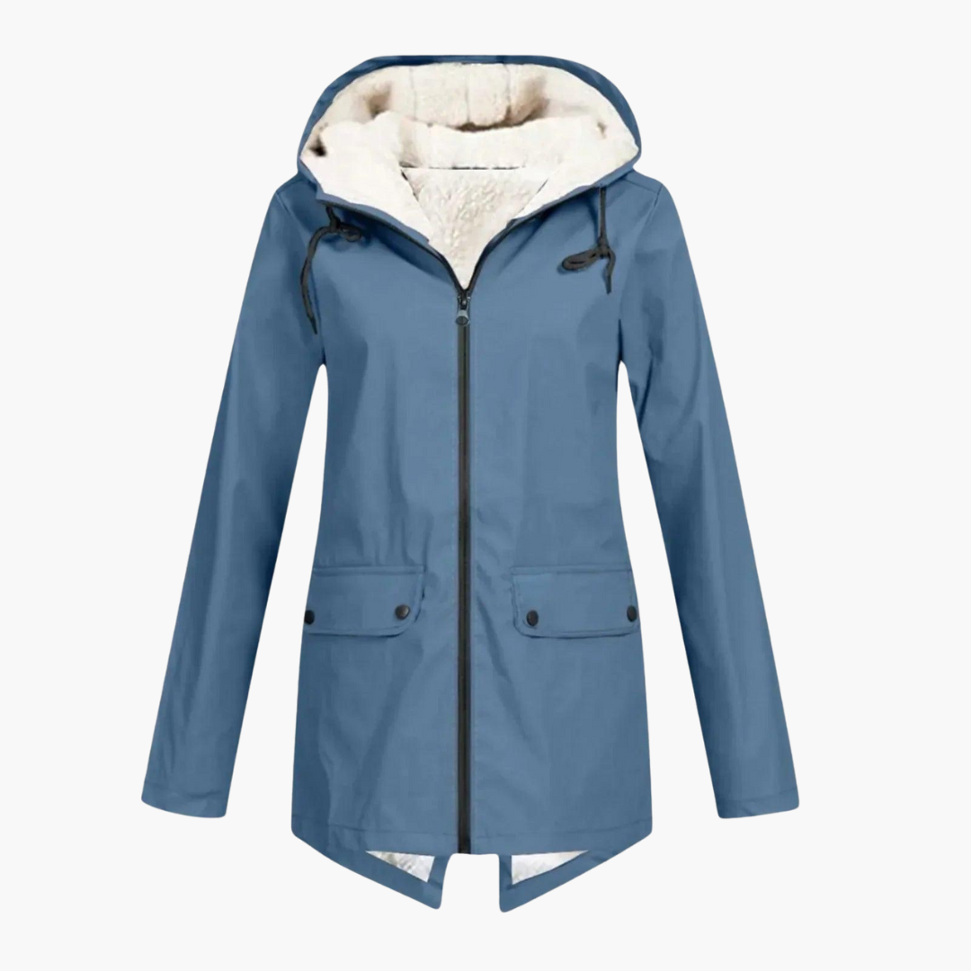 Women’s Hooded Winter Coat with Button-Up Front and Long Length