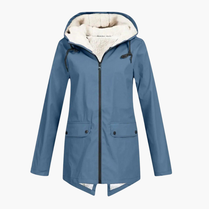 Women’s Hooded Winter Coat with Button-Up Front and Long Length