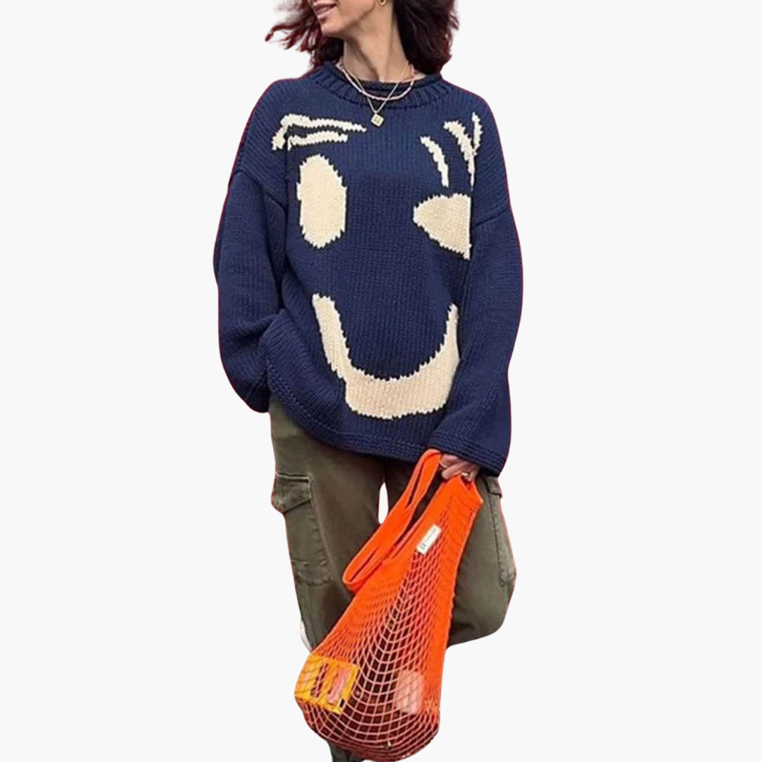 Women’s Sweater with Crew Neck and Cable Knit