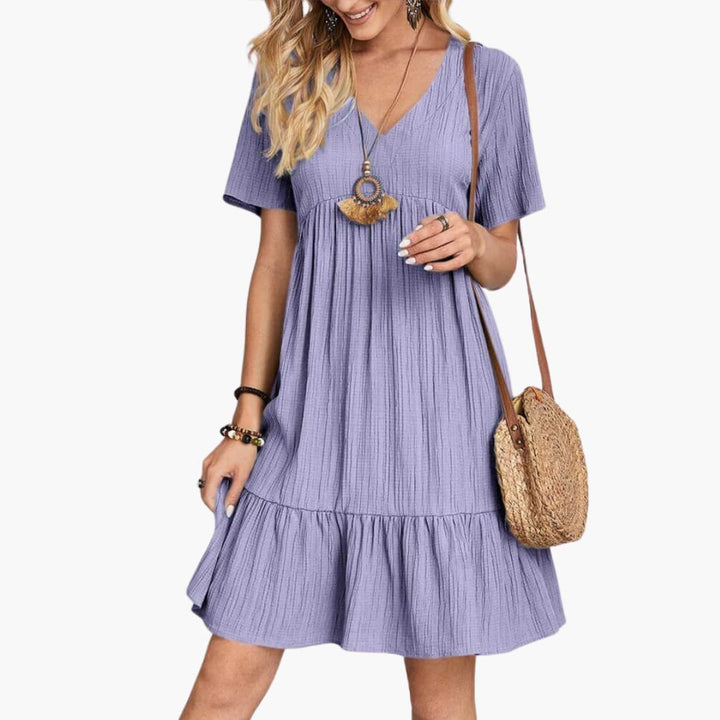 Women’s A-Line Dress with V-Neckline and Tiered Skirt