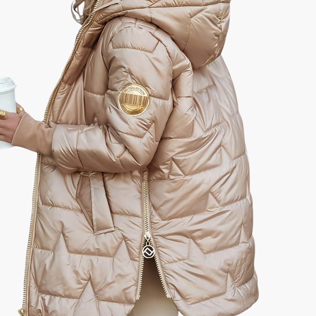 Women’s Padded Winter Coat with Hood and Zip Closure