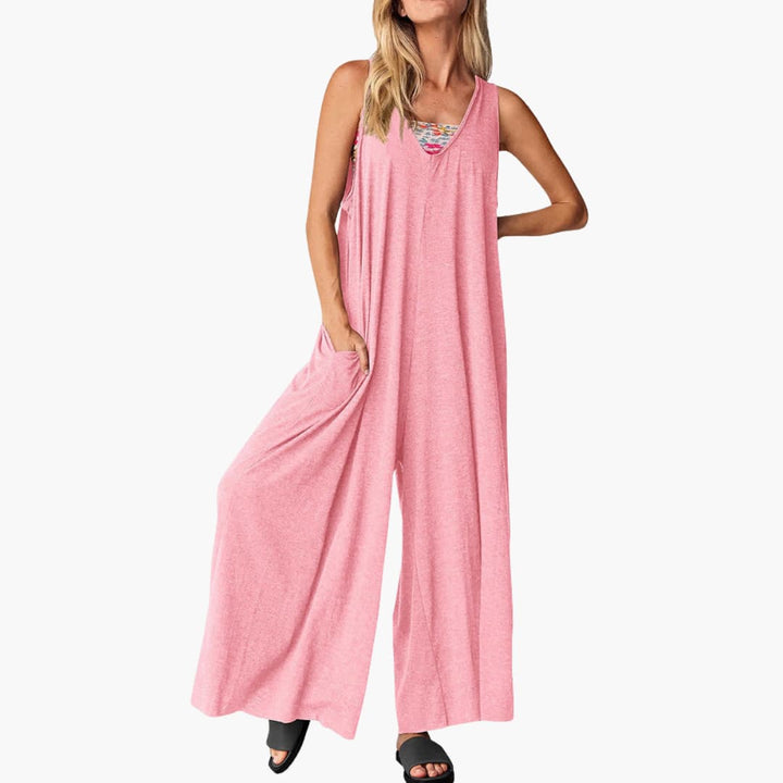 Women’s V-Neck Jumpsuit with Relaxed Fit