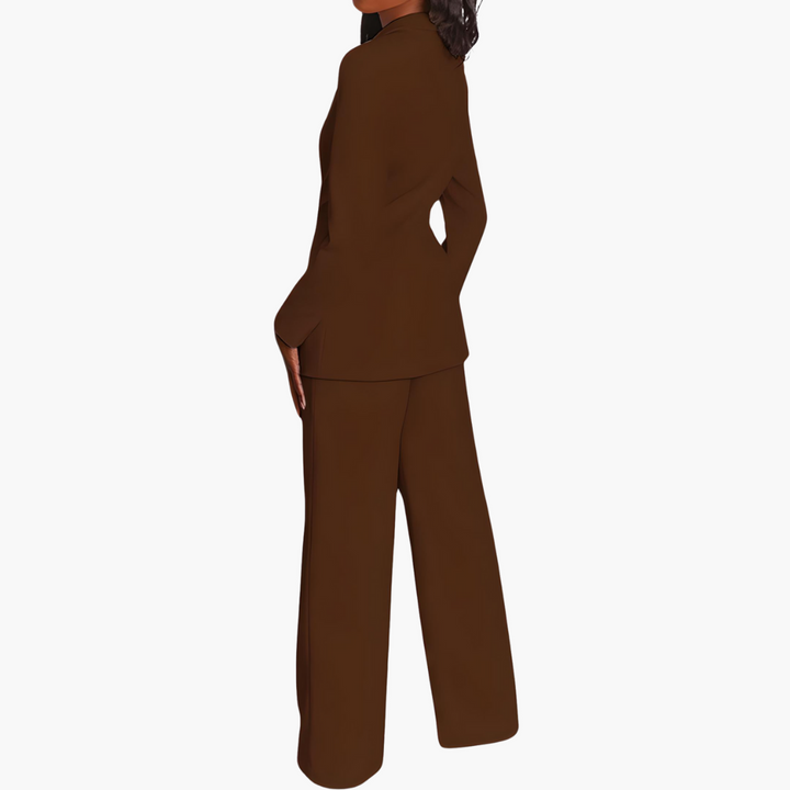 Women’s Suit Set with Single-Button Blazer and Straight-Leg Pants