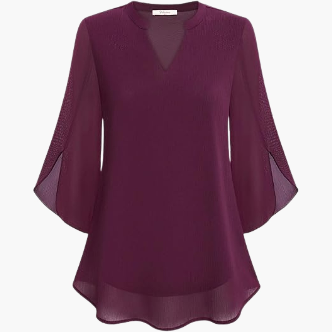 Women’s Blouse with V-Neck and Flowy Sleeves