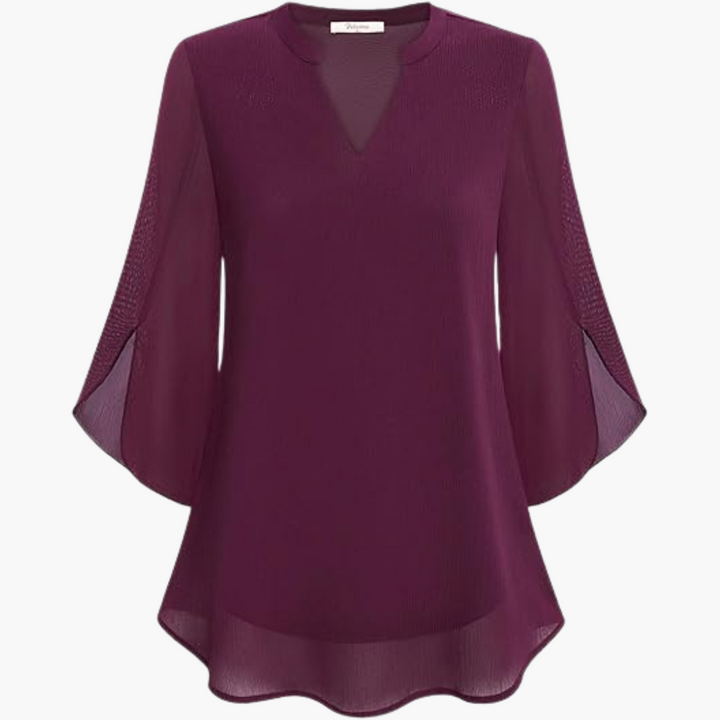 Women’s Blouse with V-Neck and Flowy Sleeves