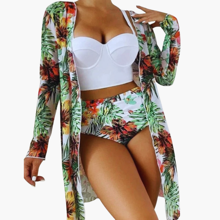 Women’s Bikini Set with Sculpted Top and High-Waisted Bottoms