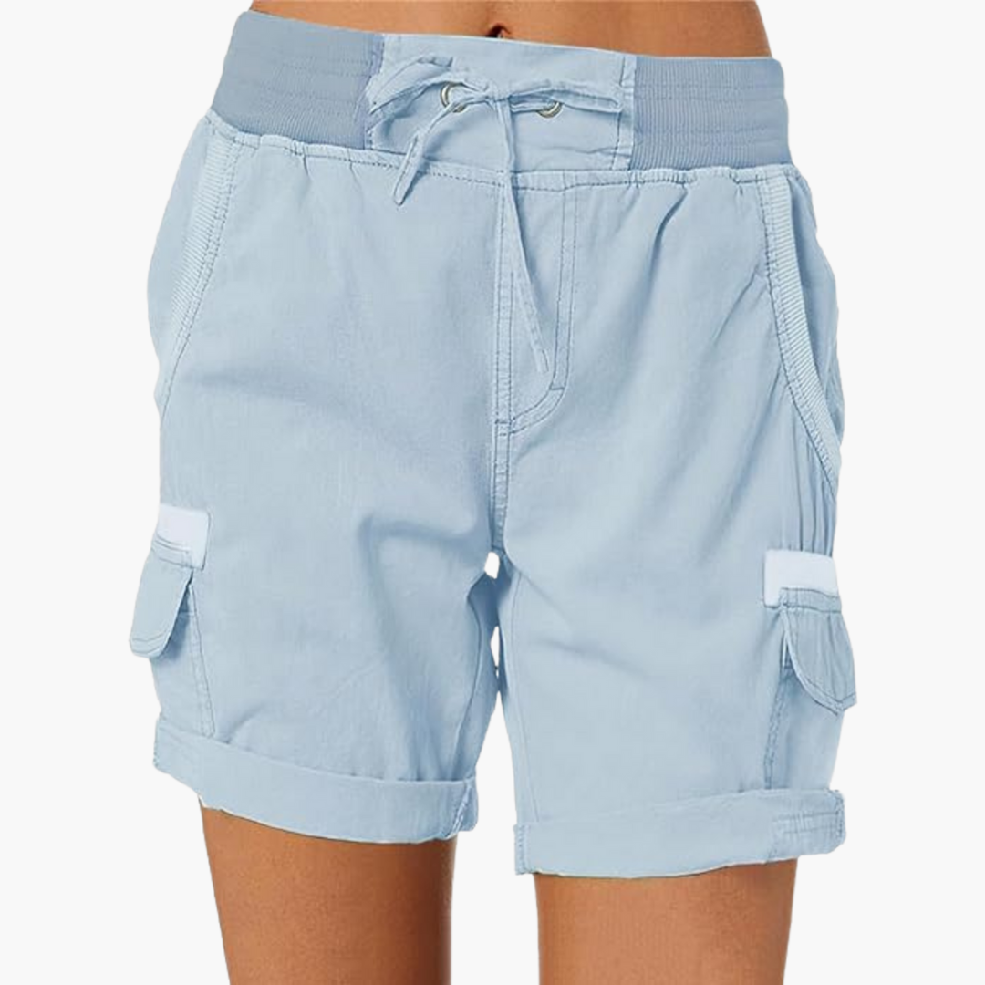 Women’s Cargo Shorts with Multiple Pockets and Structured Waistband