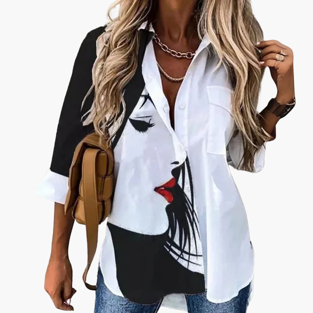 Women’s Blouse with Button Fastening and Floral Print