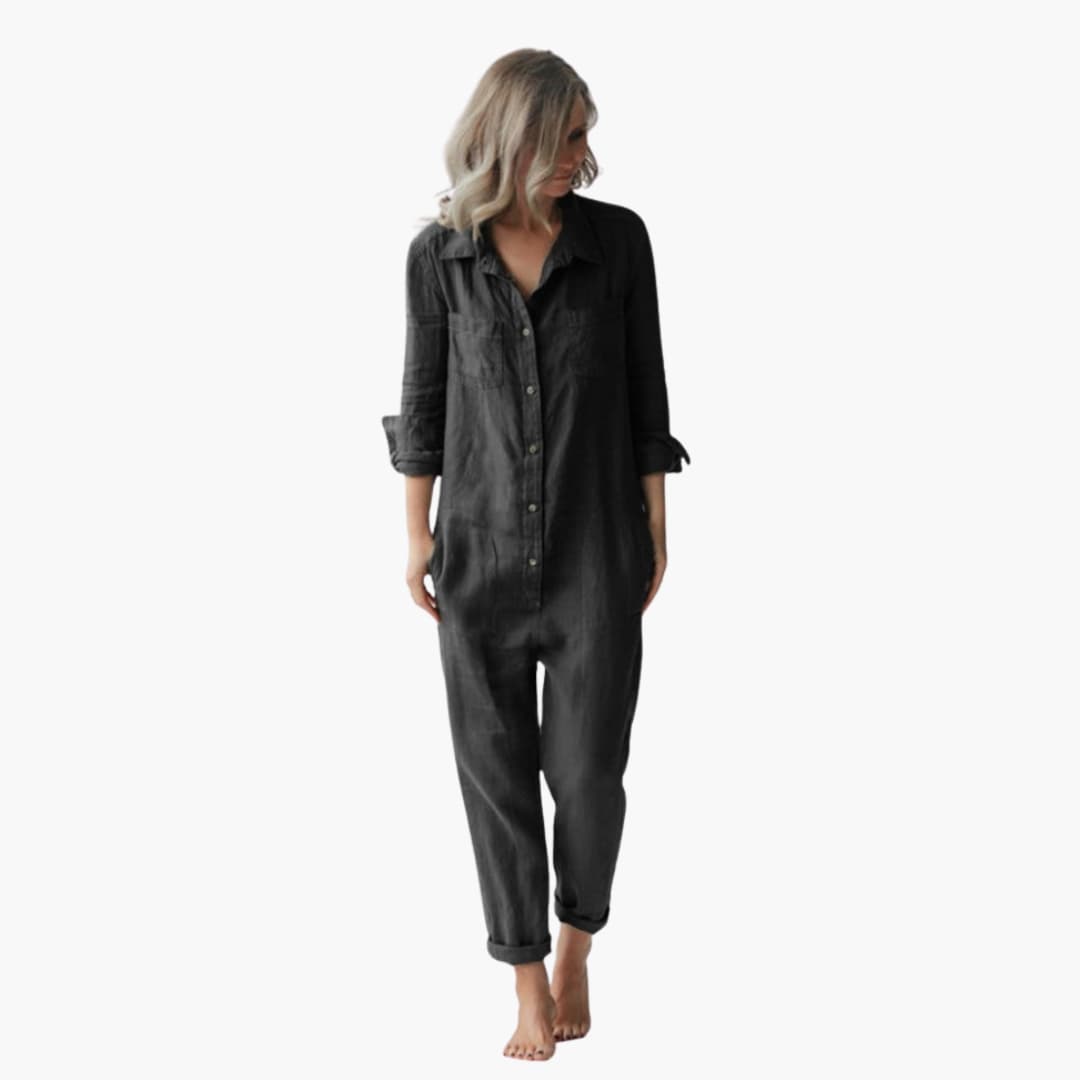 Women’s Long Sleeve Jumpsuit with Straight-Leg Fit