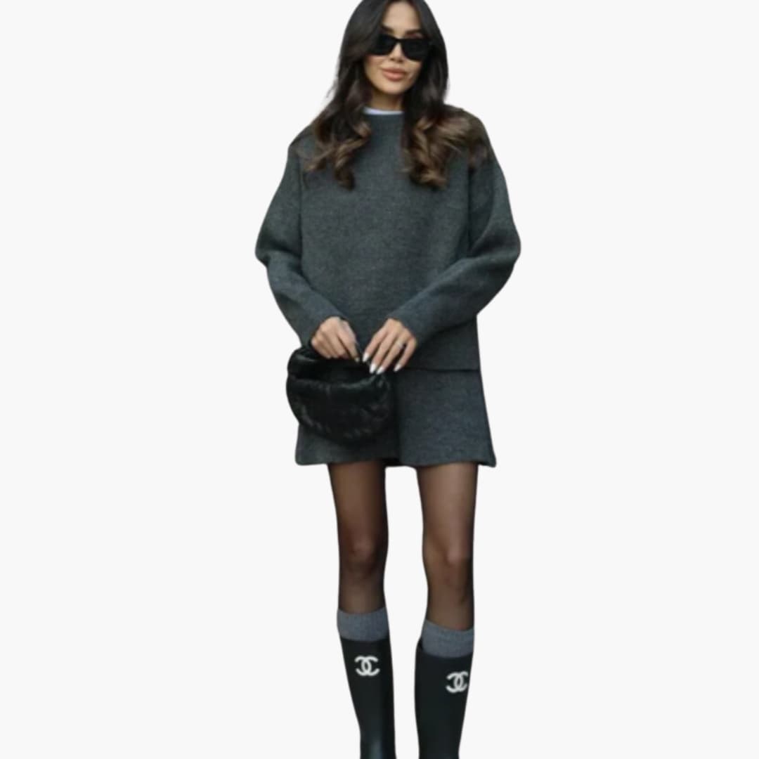 Women’s Two-Piece Knitted Sweater and Skirt Set