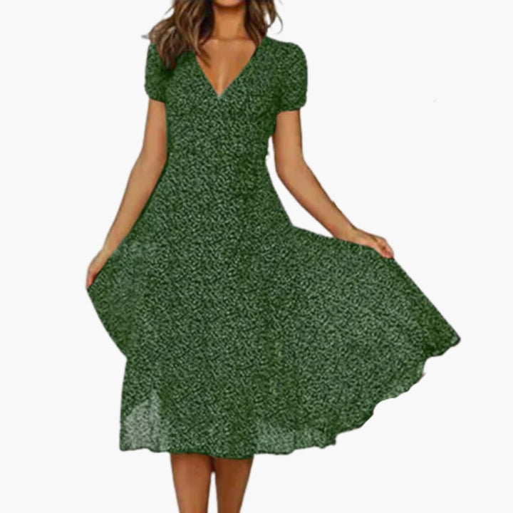 Women’s A-Line Summer Dress with V-Neck and Swing Hem