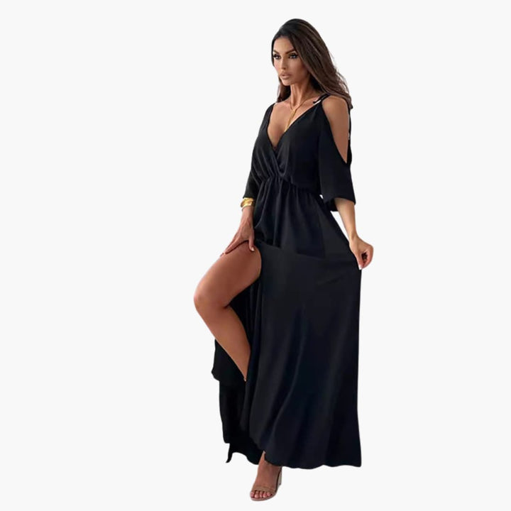 Women’s Maxi Dress with Cold-Shoulder Detail and Side Split