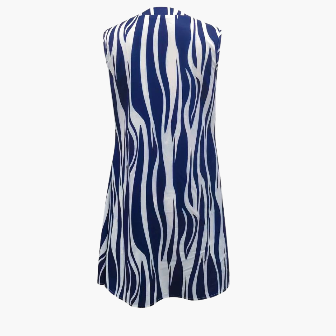 Women’s Mini Dress with Sleeveless Design and Striped Pattern