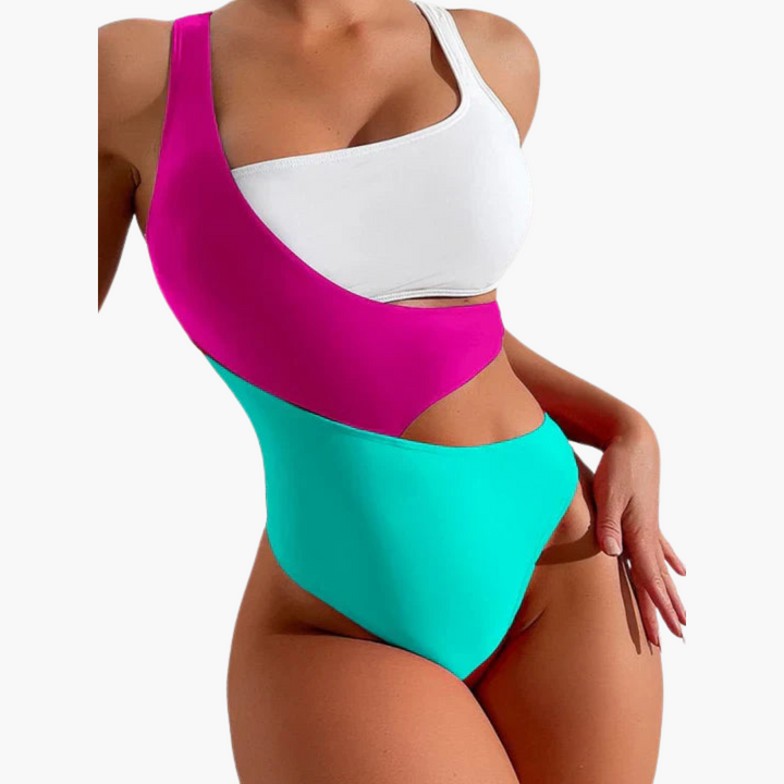Women’s One-Piece Swimsuit with Asymmetric One-Shoulder Design