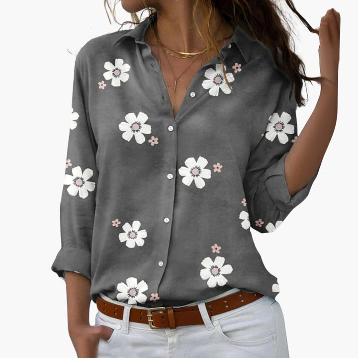 Women’s Button Up Blouse with Floral Print