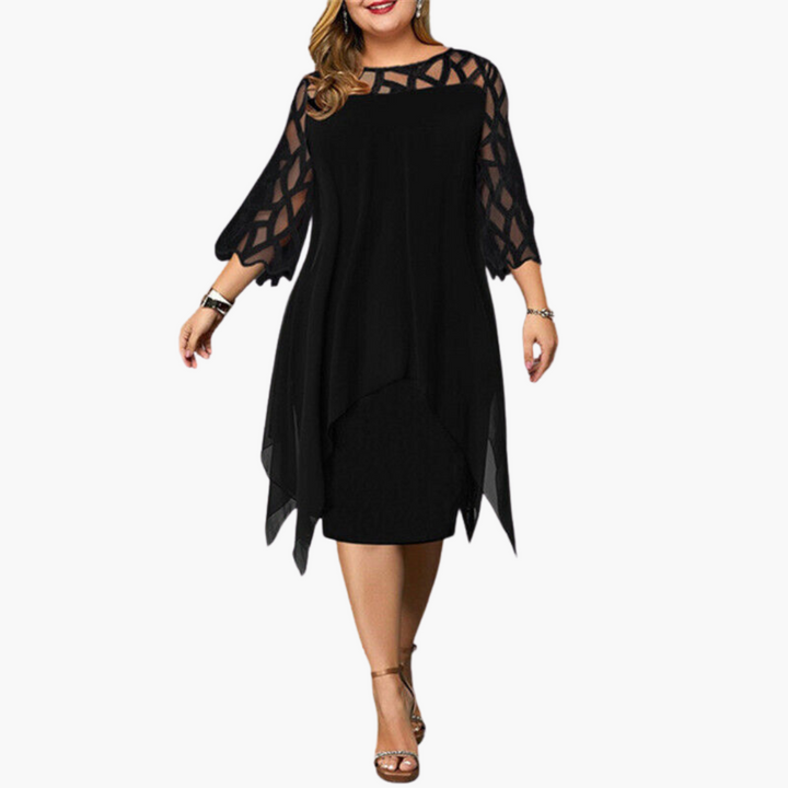 Women’s Midi Dress with Cut-Out Sleeves and Fitted Silhouette