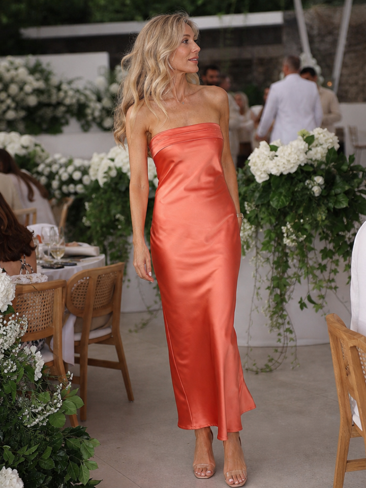 Smoge | Strapless Fitted Silhouette Midi Dress
