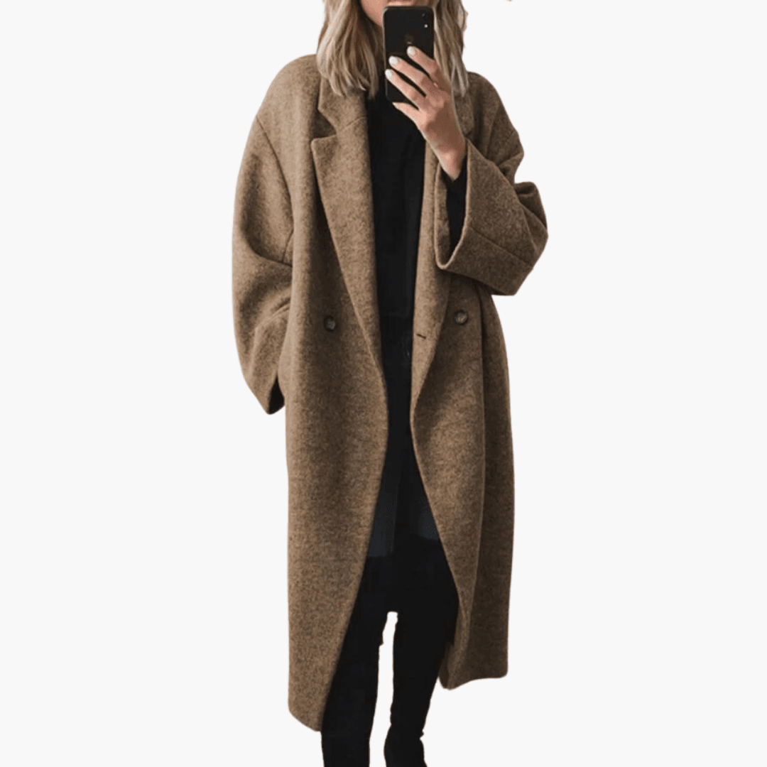 Women’s Longline Coat with Shaped Silhouette and Structured Fit