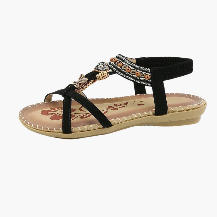 Beaded Boho Flat Sandals for Women – Elastic Strap Comfort -  Made By Riley