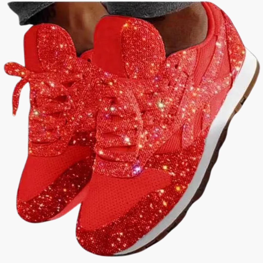 Women’s Sneakers with Low-Top and Glitter Embellishments