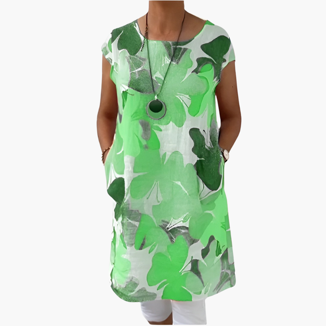 Women’s Shirt Dress with Floral Print and Pockets