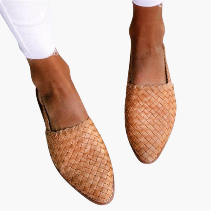 Braided Leather Slingbacks for Women - Flat Summer Shoes -  Made By Riley