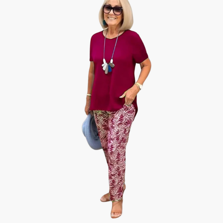 Women’s Two Piece Set with Printed Pants