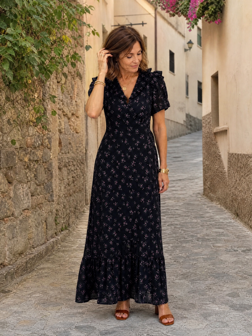 Semifal | Floral Puff Sleeve Ruffle Hem Maxi Dress