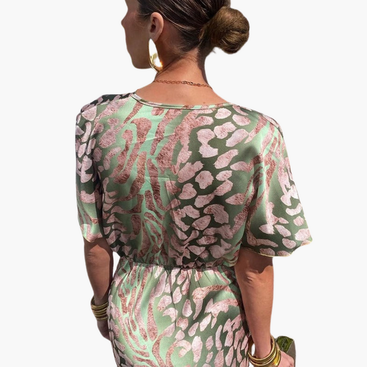 Women’s Silk Midi Dress with Wrap Design