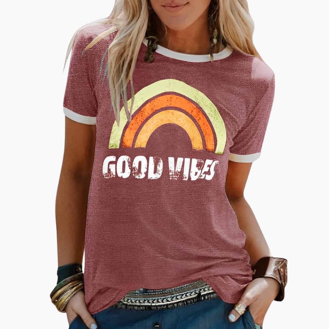 Women’s T-Shirt with Crew Neck and Graphic Print