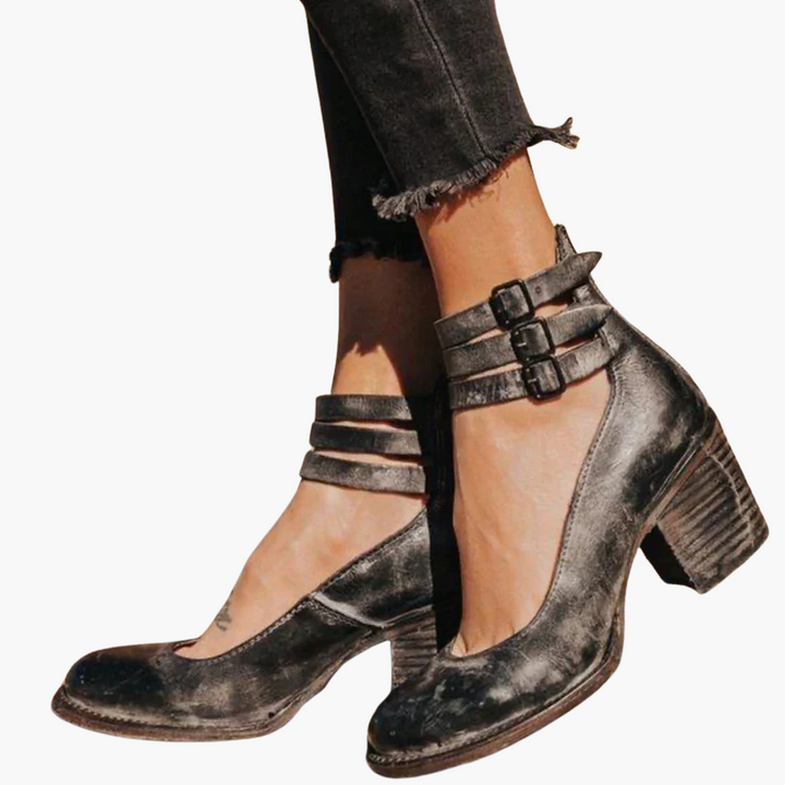 Women’s Ankle Boots with Chunky Heel and Buckle Detail