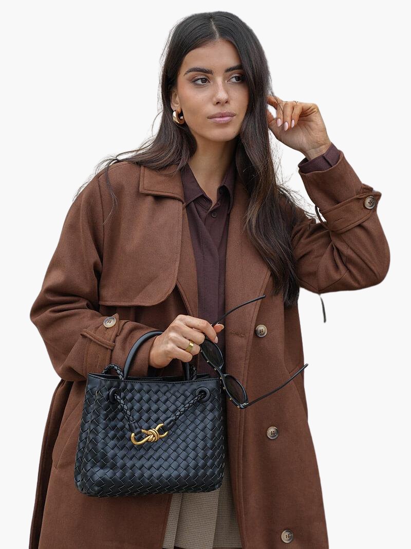 Women’s Double-Breasted Trench Coat with Belted Waist