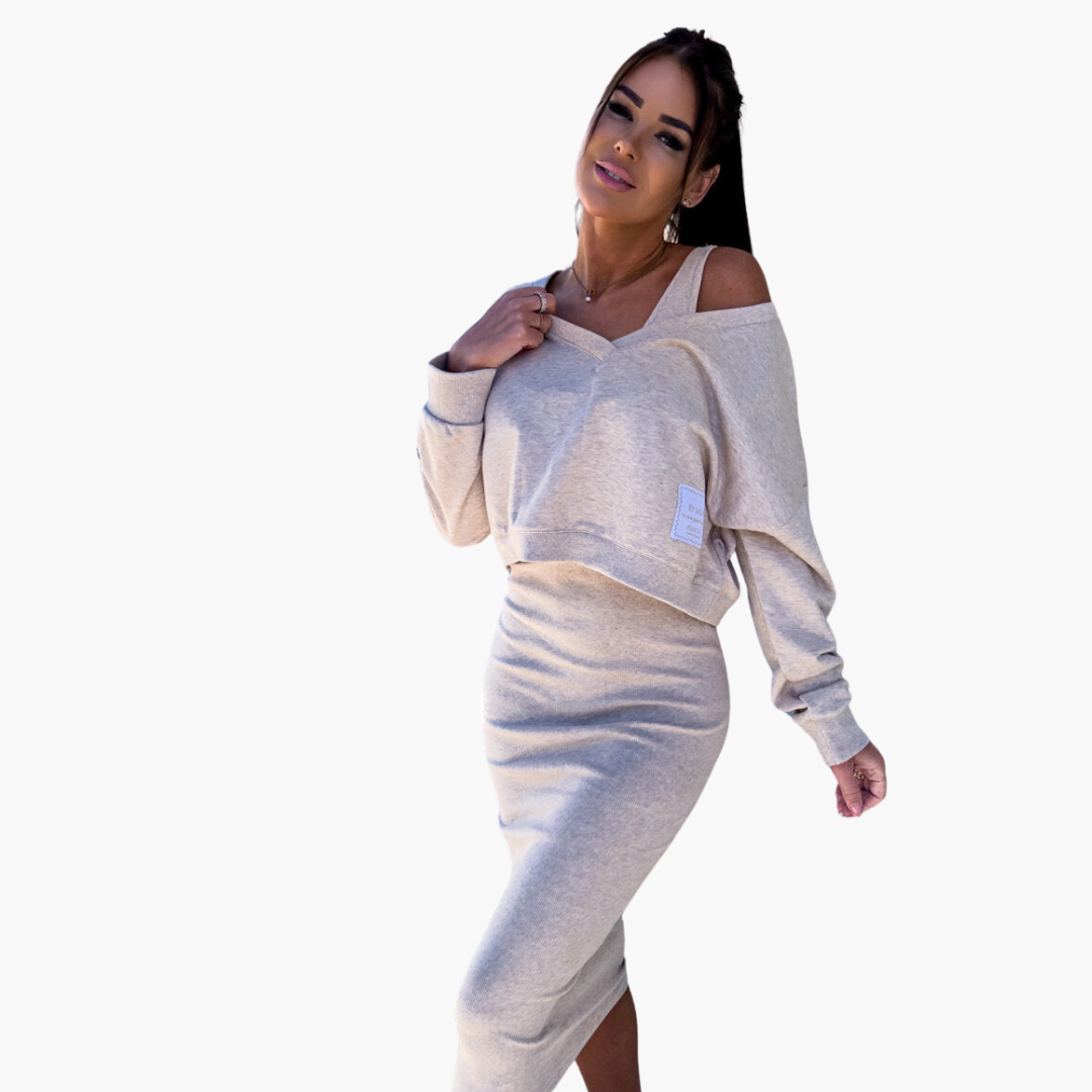 Women’s Two-Piece Sweatshirt and Midi Dress Set