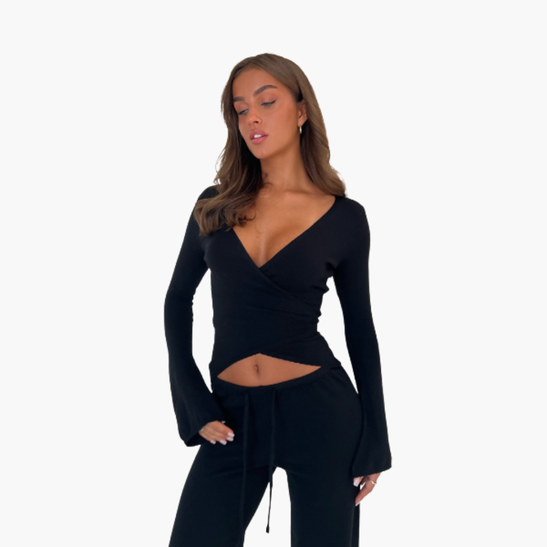 Women’s two-piece set with wrap top and Pants