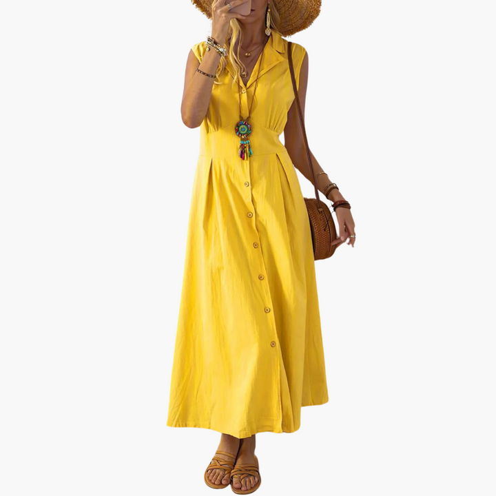 Button-Down Collared Midi Dress – Women&