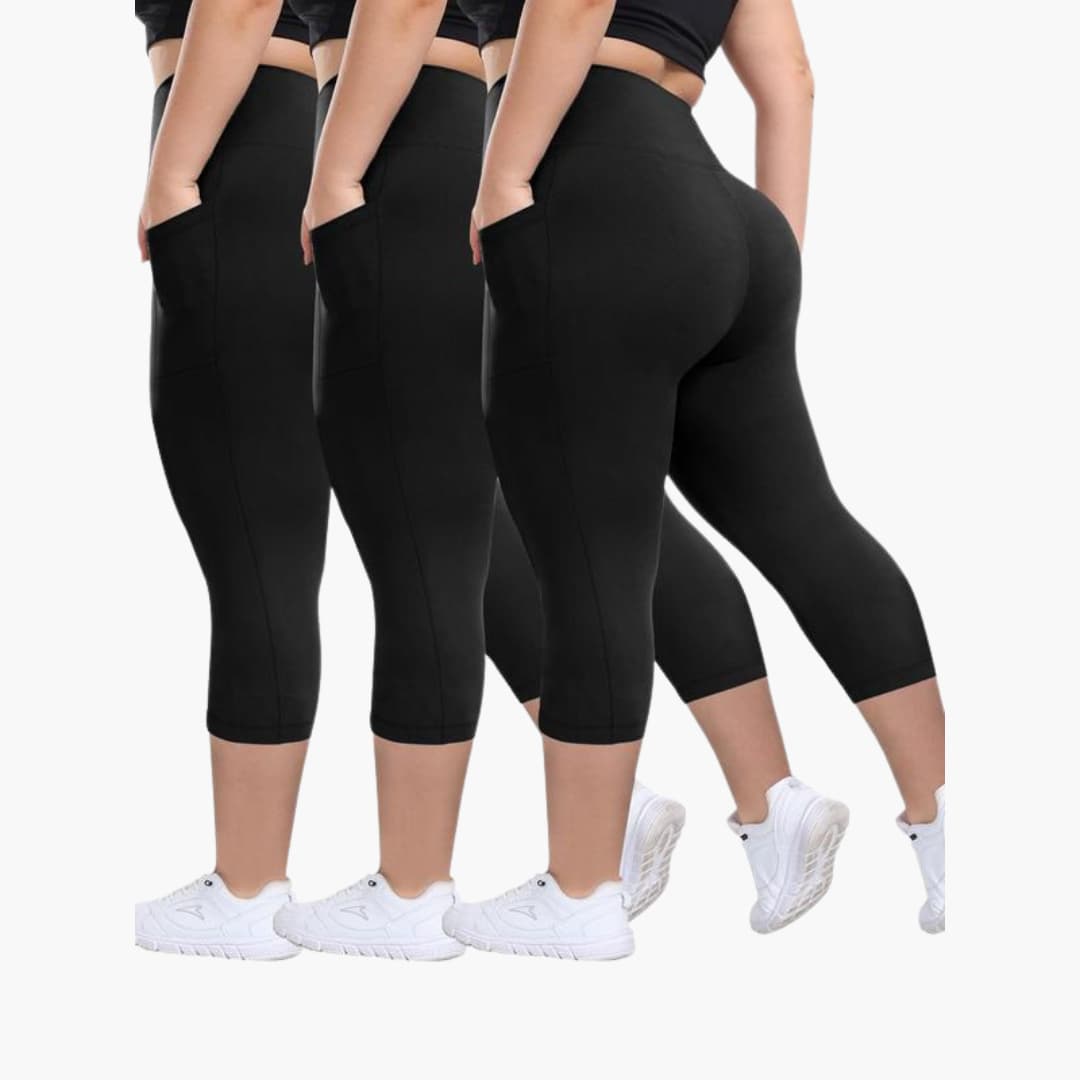 Women’s Capri Leggings with High-Waisted Design and Side Pockets