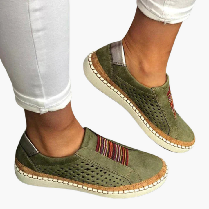 Women’s Slip On Sneakers with Perforated Panels and Platform Sole