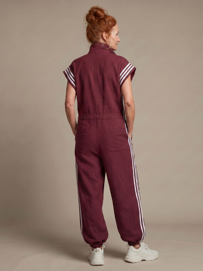 Lark | Zip Front Stripe Panel Jumpsuit
