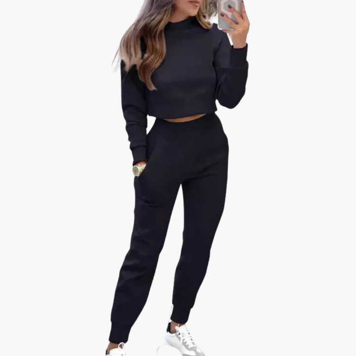 Women’s two-piece loungewear set with short top and trousers