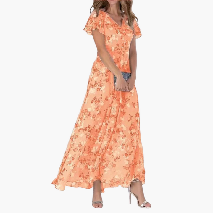 Women’s Midi Dress with Floral Print and Relaxed Silhouette